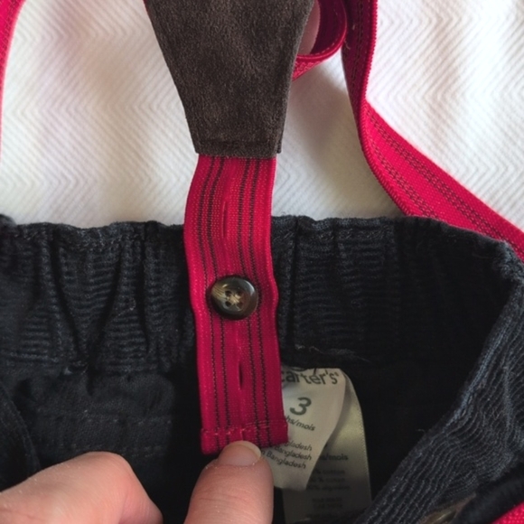 carter's black cotton corduroy suspenders pants 3 months baby boy - Picture 6 of 7